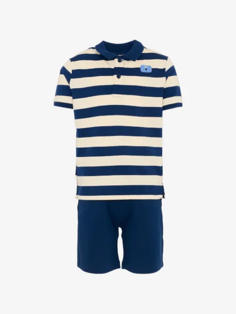 TRUSSARDI JUNIOR striped polo-shirt and shorts set