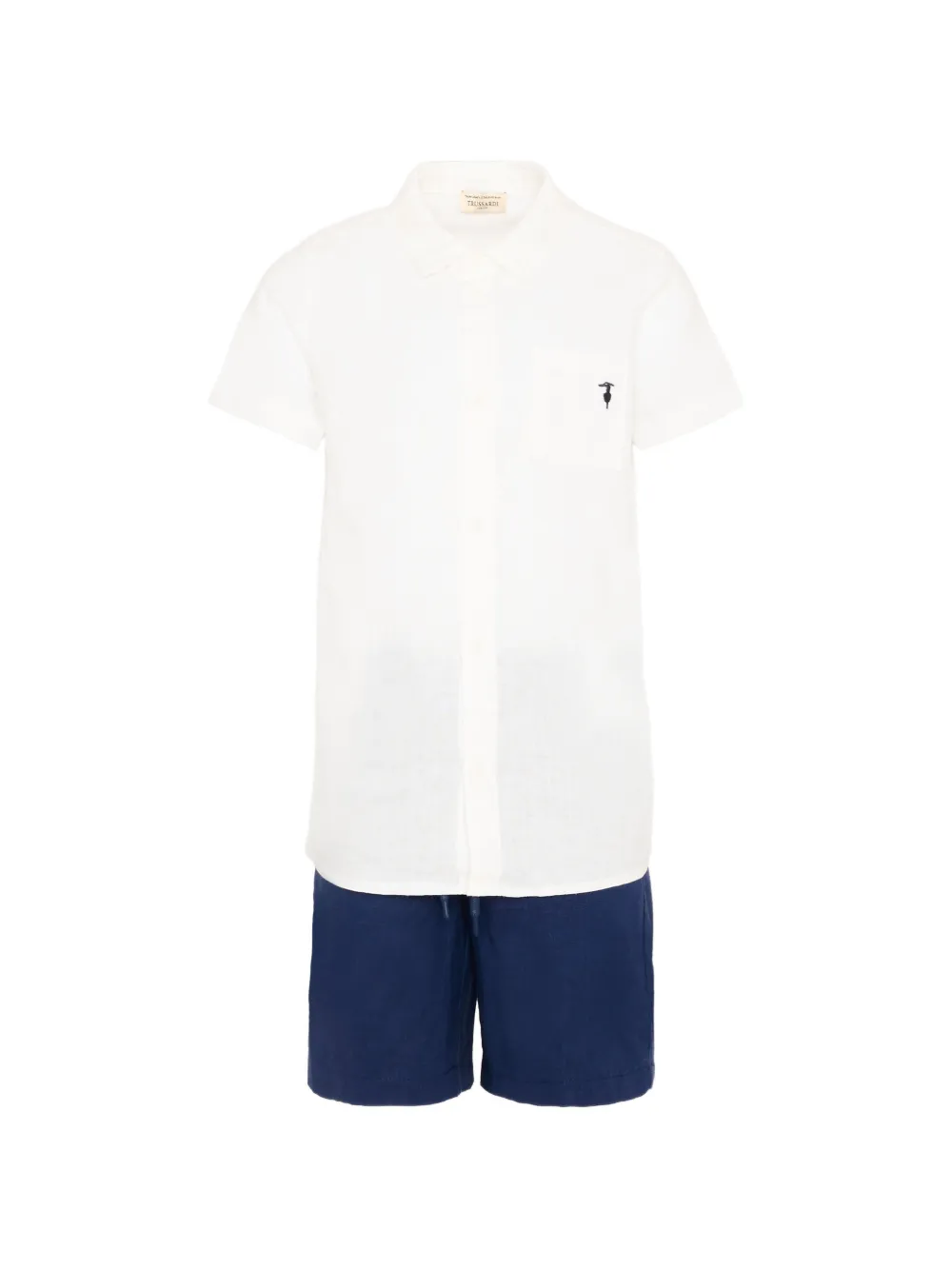 TRUSSARDI JUNIOR embroidered-logo shirt and shorts set - Bianco