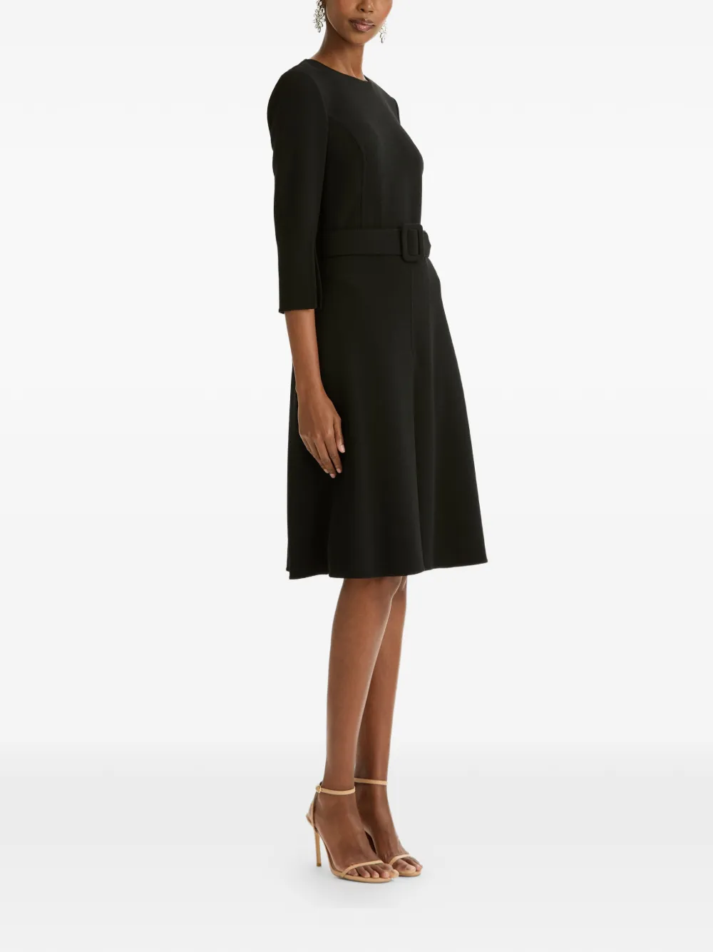 Oscar de la Renta Jurk met split in de mouwen van wolblend Zwart