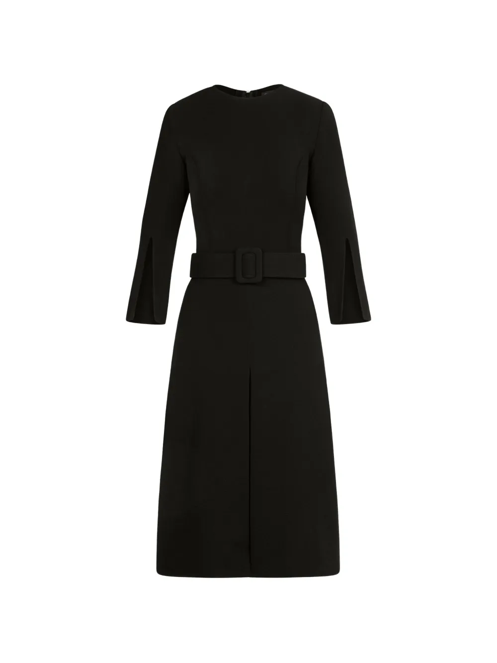 Oscar de la Renta split-sleeve wool-blend dress - Nero