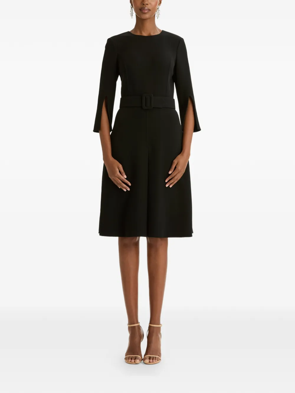 Oscar de la Renta Jurk met split in de mouwen van wolblend Zwart