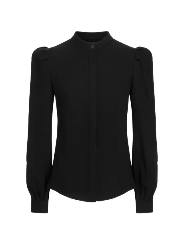 Oscar de la Renta Silk Georgette Blouse in Black