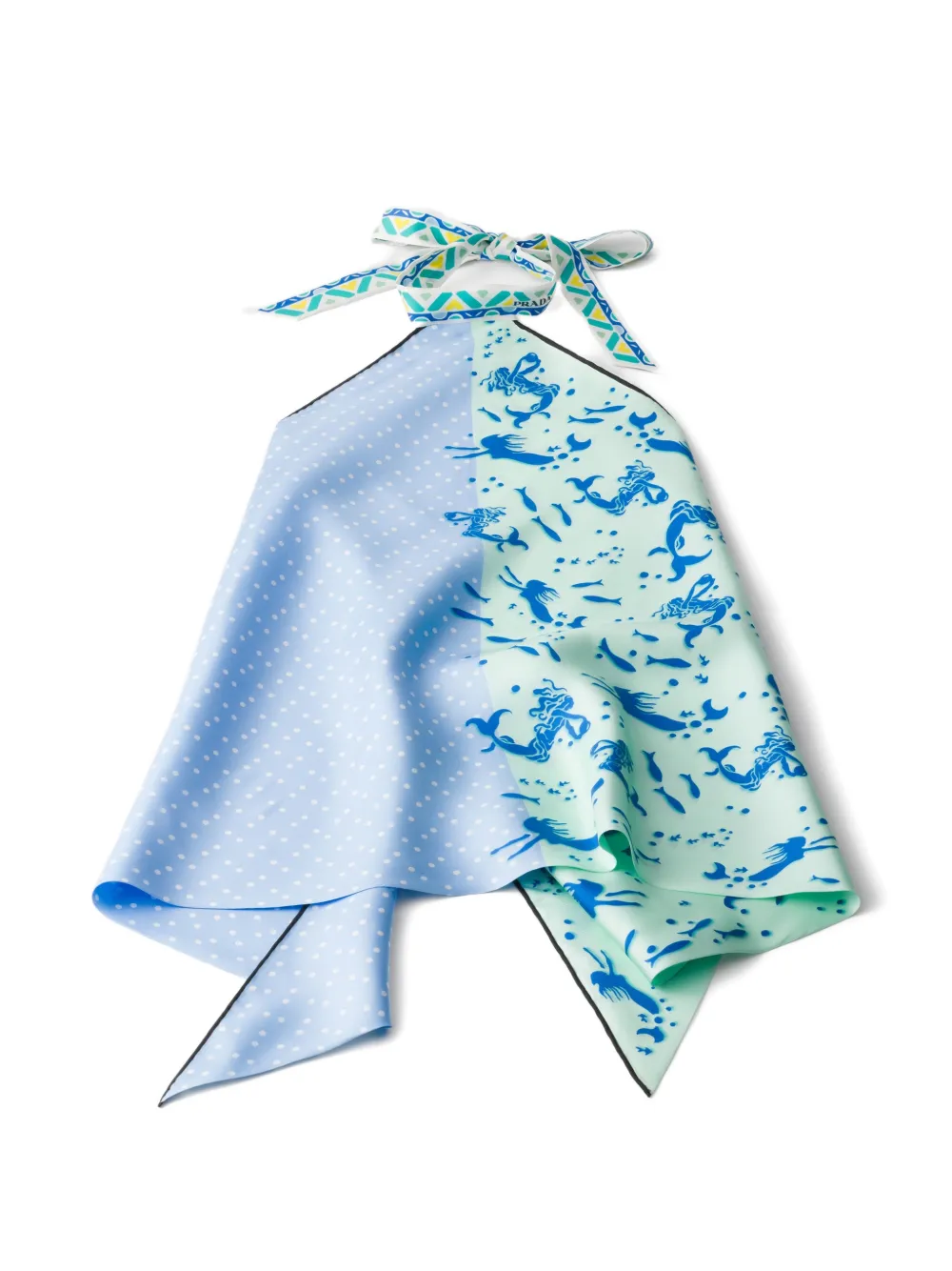 Prada Top in seta con stampa - Blu