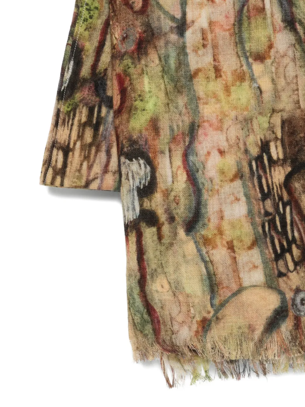  Yavi Printed Fringed Scarf - Neutrals 
