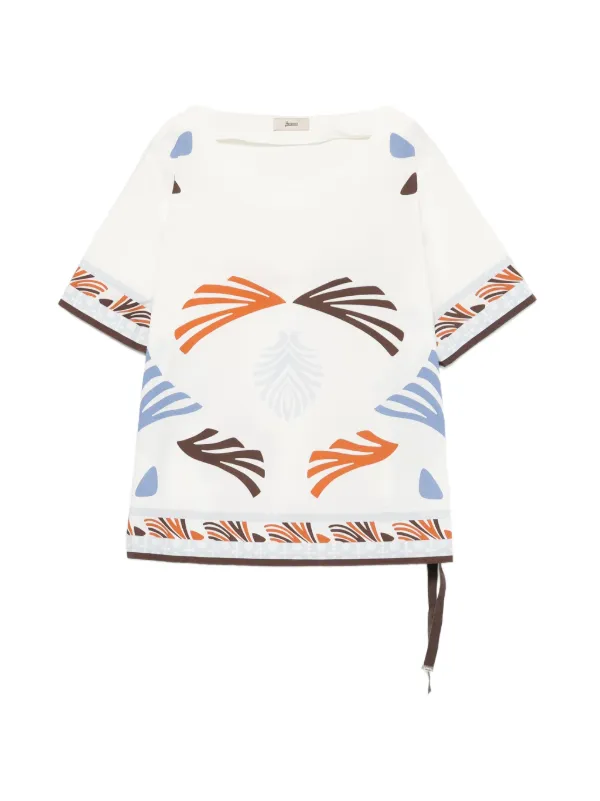 Herno Patterned Cotton Blouse in White