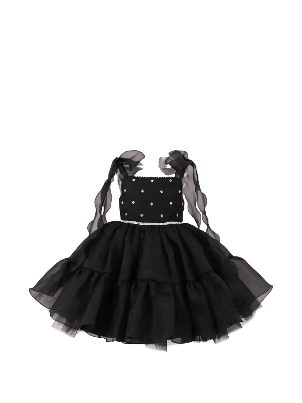 Tulleen ruffled embellished dress - Nero