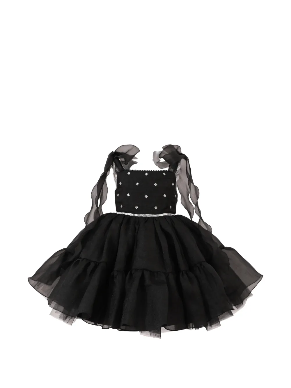 Tulleen ruffled embellished dress - Nero
