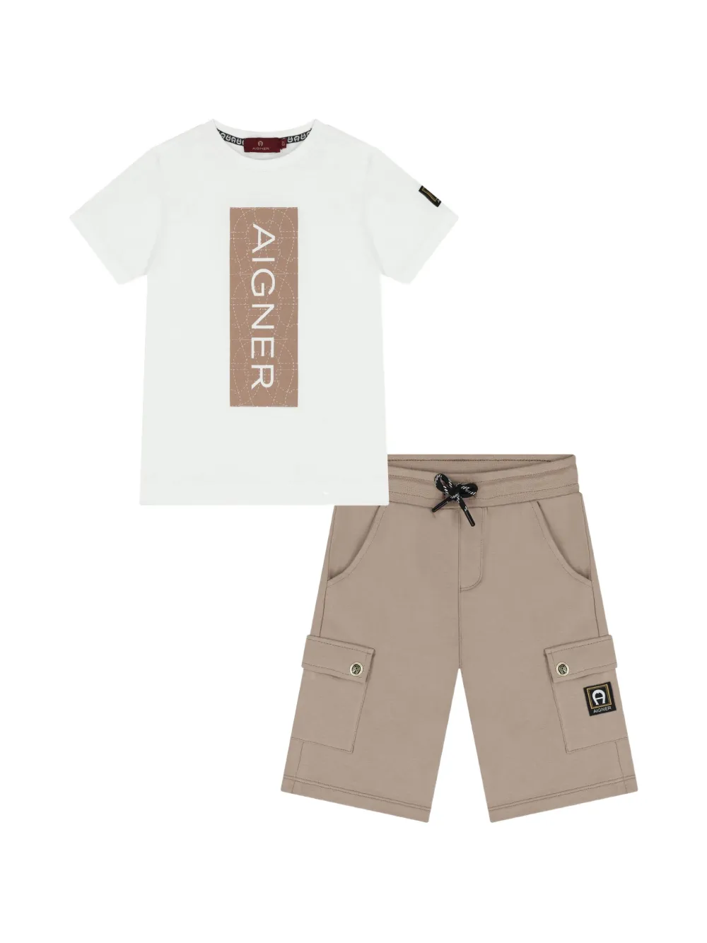 Aigner Kids logo-print short set (set of two) - Bianco