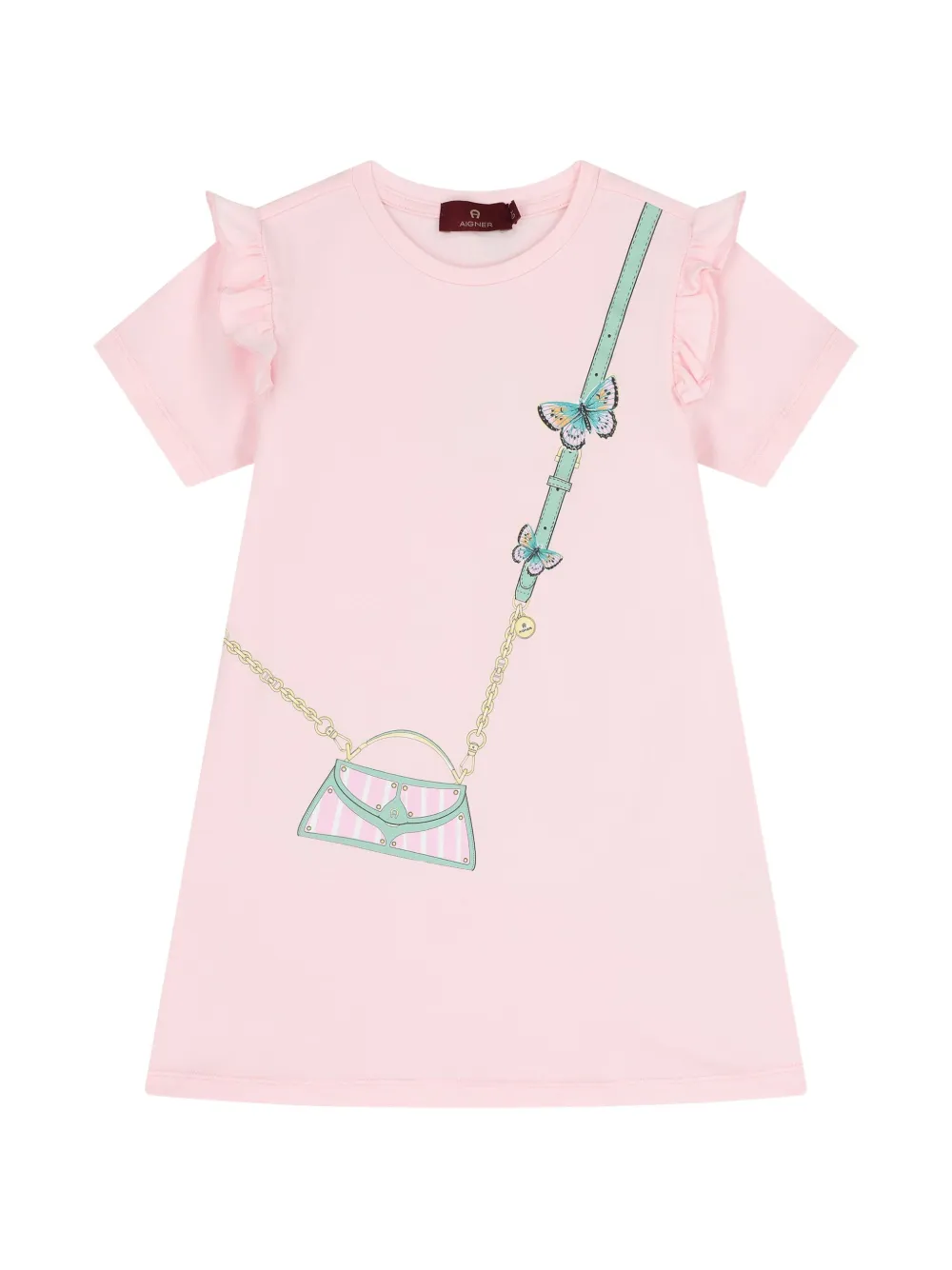 Aigner Kids ruffled graphic dress - Rosa