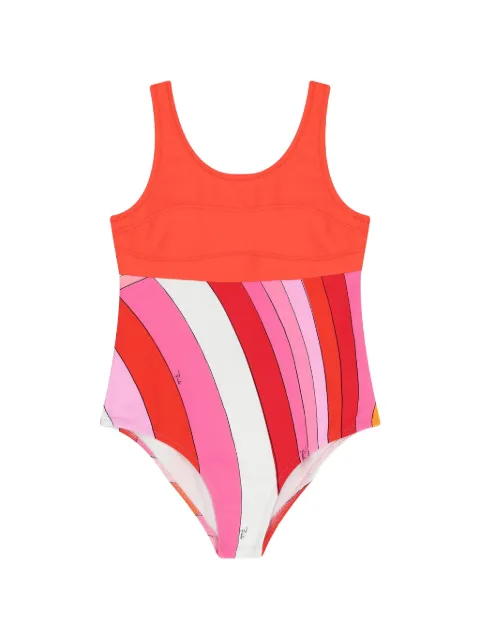 PUCCI Junior 오픈 백 프린트 원피스 수영복