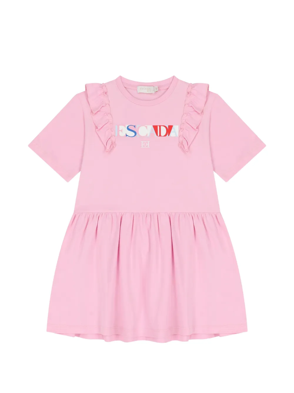 Escada Kids' Ruffled-detail Short-sleeve Dress In Pink