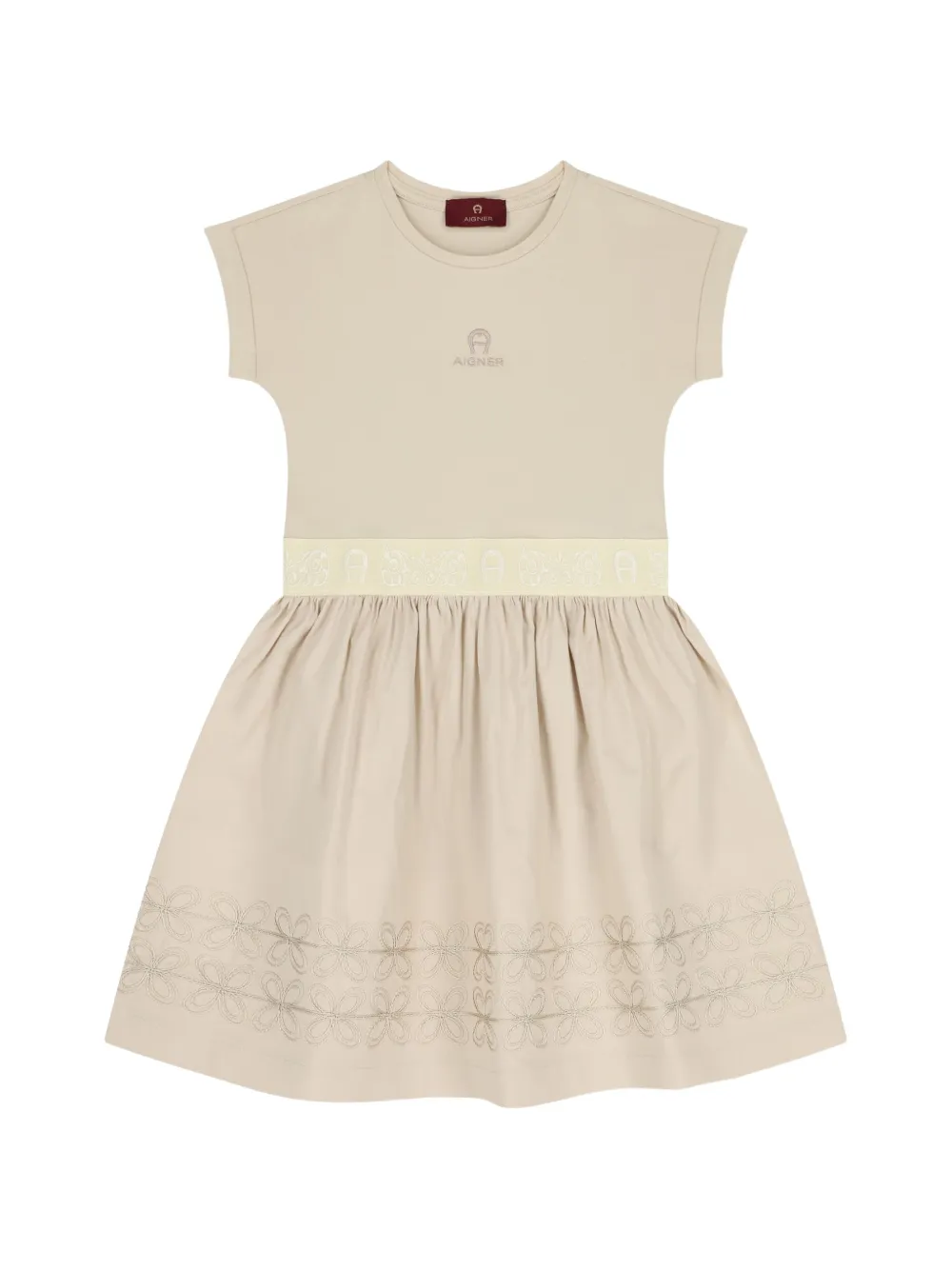Aigner Kids floral-embroidery dress - Toni neutri