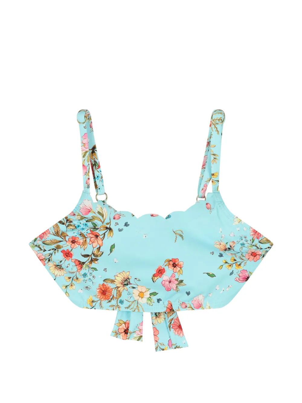 PQ Swim Kids Tweedelige bikini met bloemenprint en gewelfde afwerking Blauw