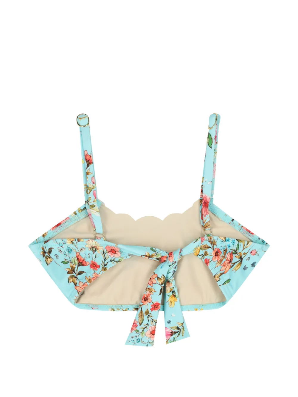 PQ Swim Kids Tweedelige bikini met bloemenprint en gewelfde afwerking Blauw