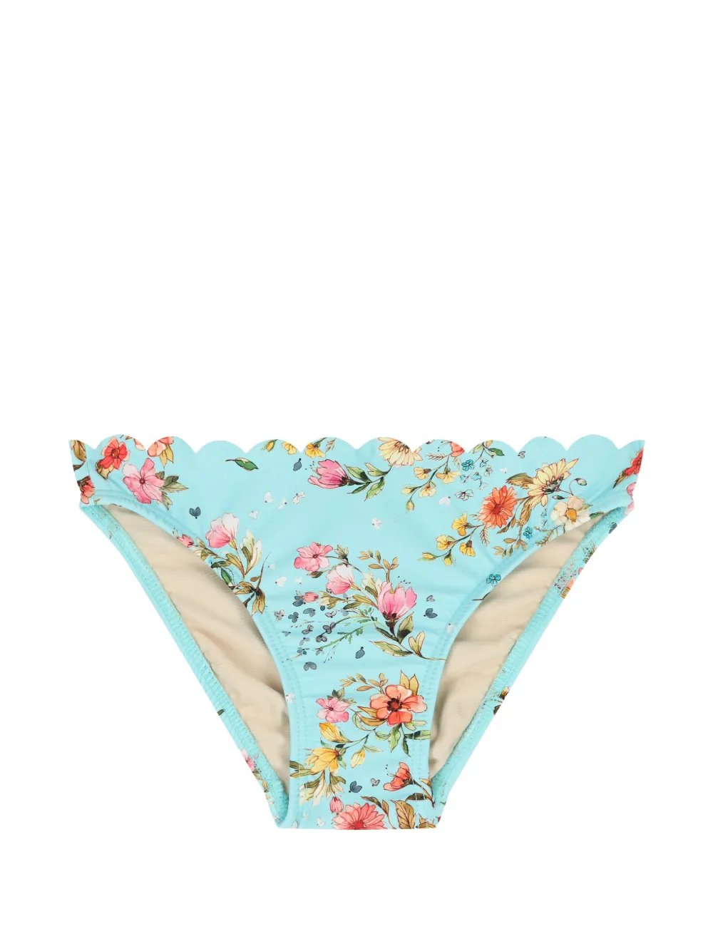 PQ Swim Kids Tweedelige bikini met bloemenprint en gewelfde afwerking Blauw