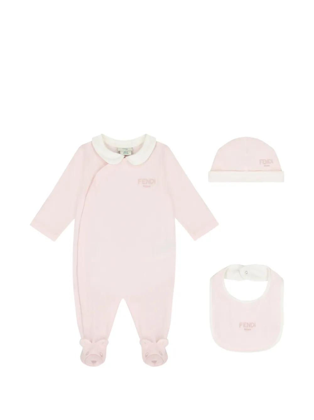 Fendi Kids logo-embroidery babygrow (set of three) - Rosa