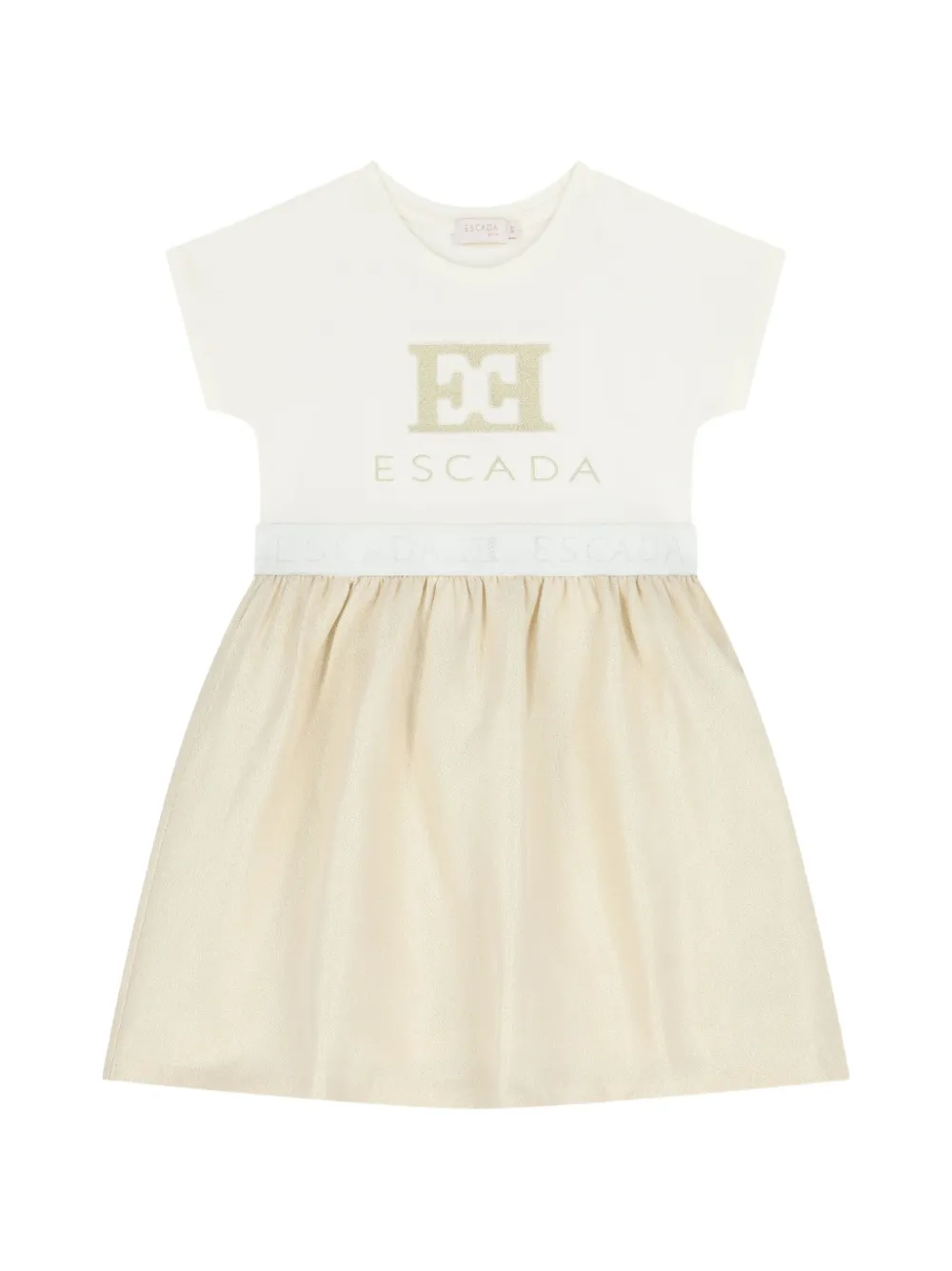 Escada Kids' Logo Waistband Dress In Multi