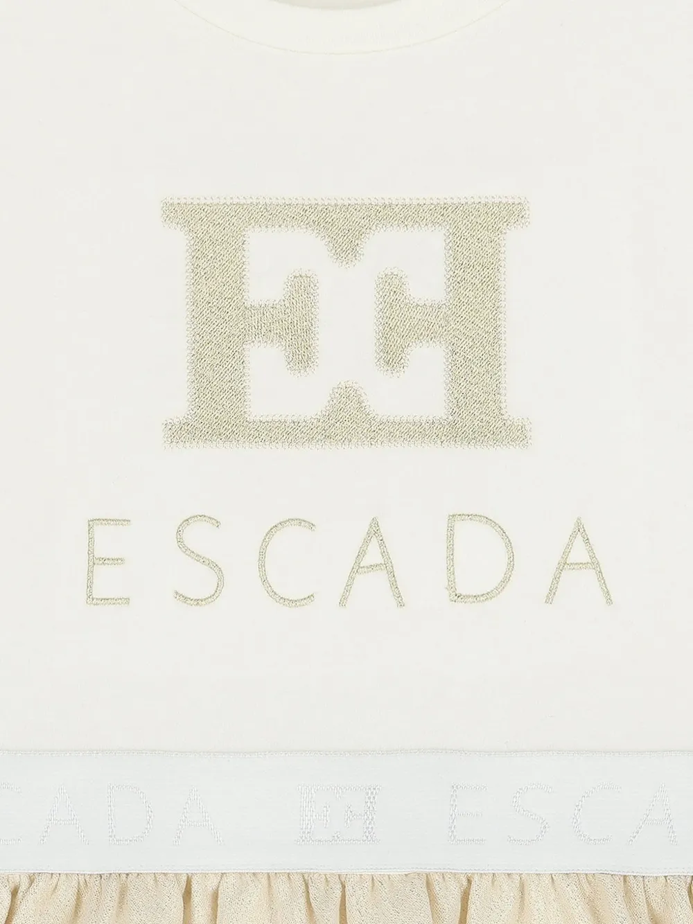 Escada Kids Flared jurk met logoband Beige