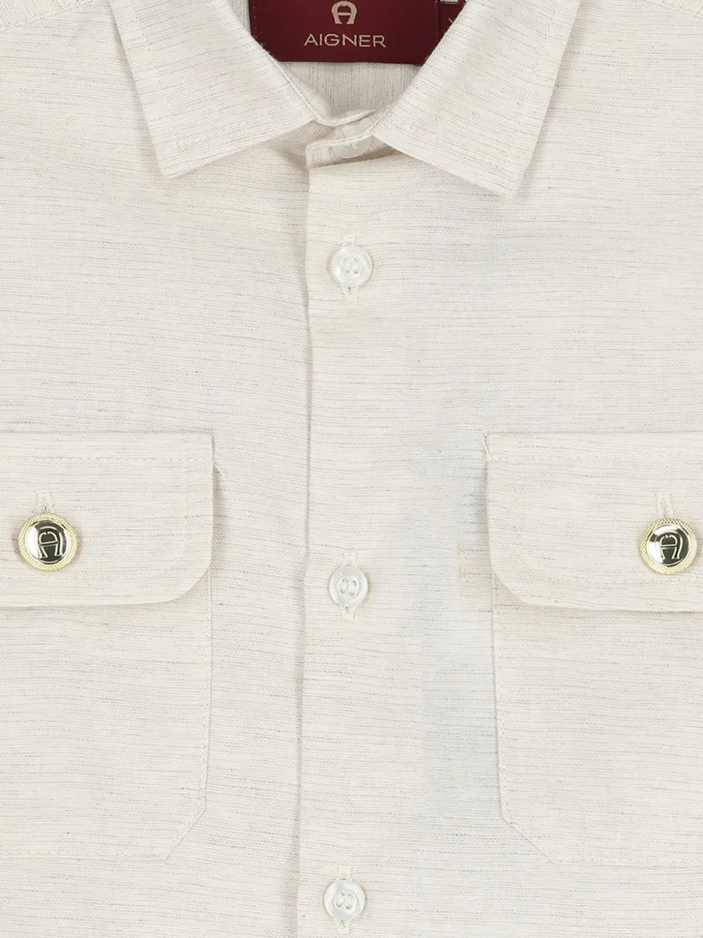 Aigner Kids Shirt met zak en knoop Beige
