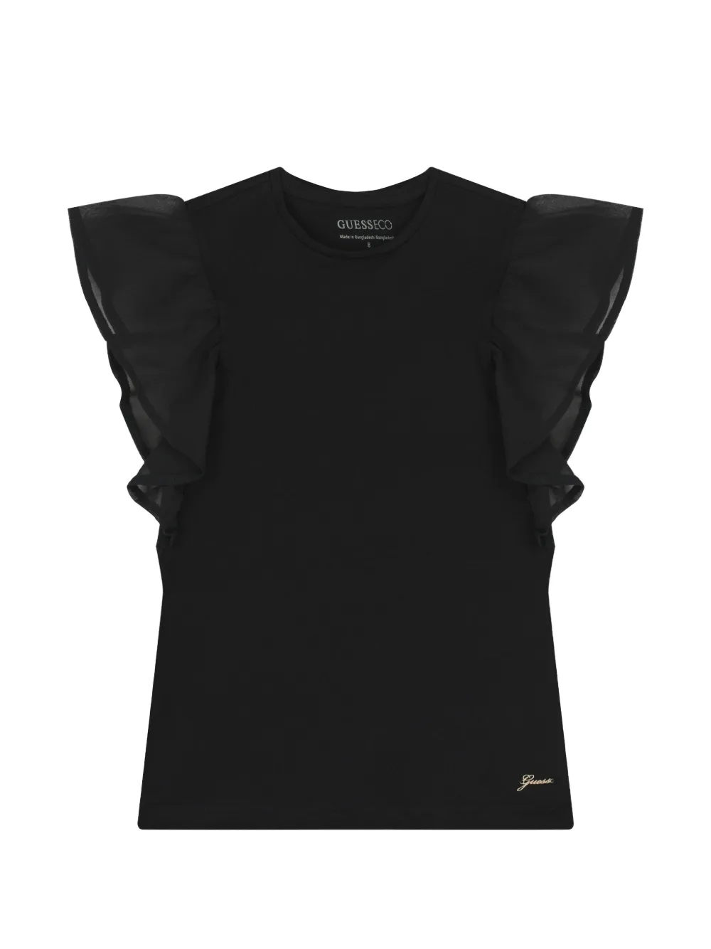 guess kids ruffled t-shirt - Nero