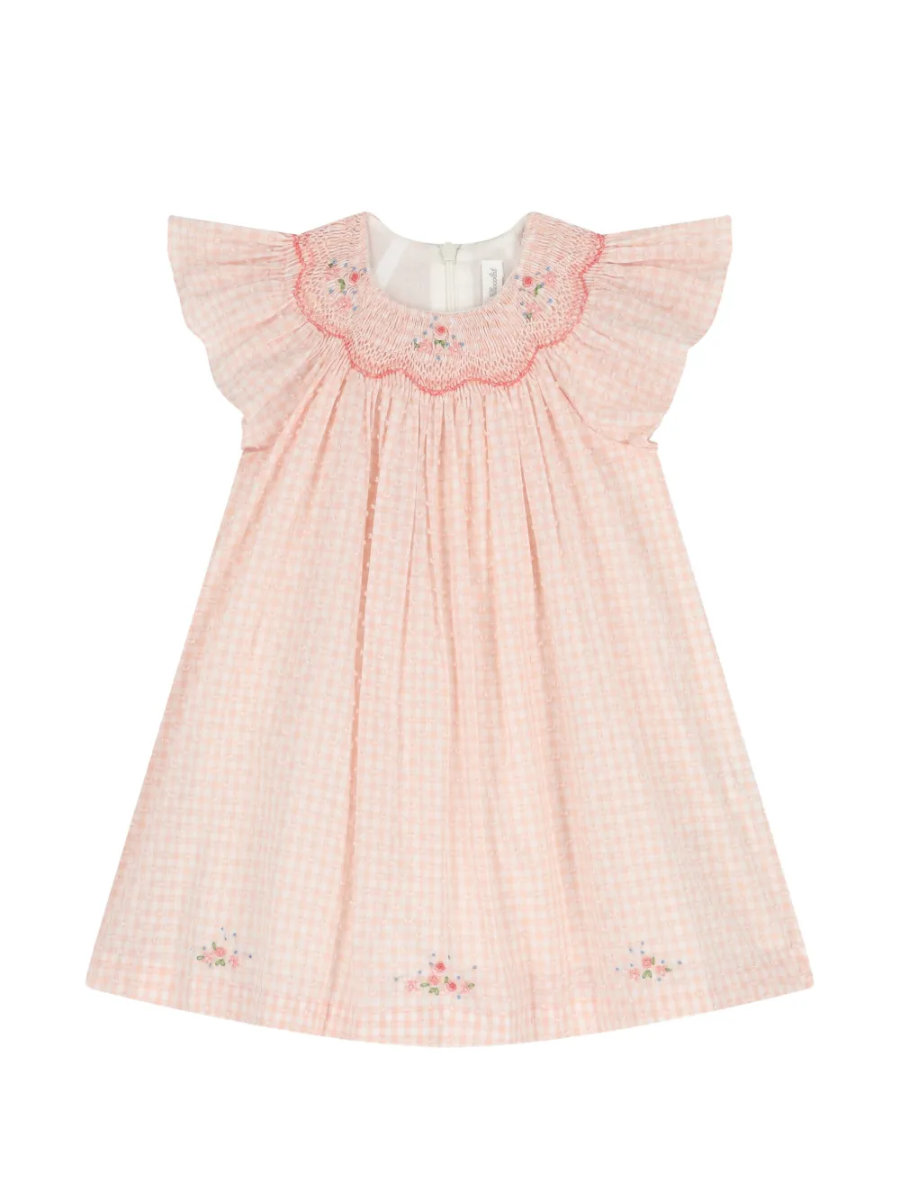 Tartine Et Chocolat Abito a quadri con ricamo floreale - Rosa