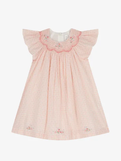 Tartine Et Chocolat floral-embroidered checked dress