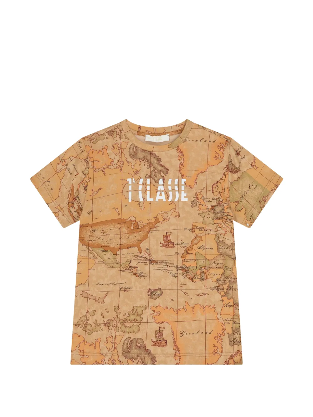 Alviero Martini Kids T-shirt con stampa Geo Map - Toni neutri