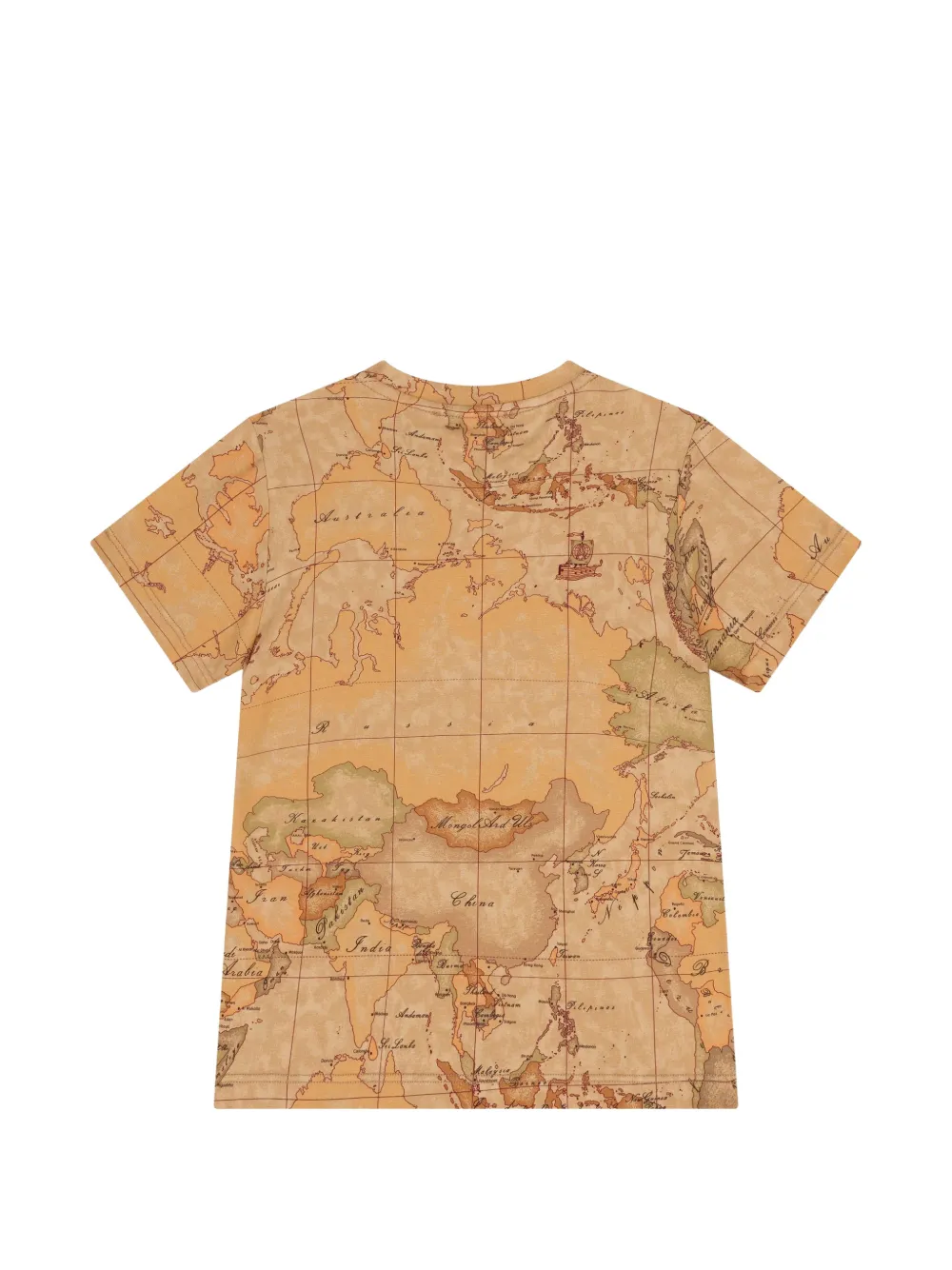 Alviero Martini Kids Geo Map T-shirt met print Beige