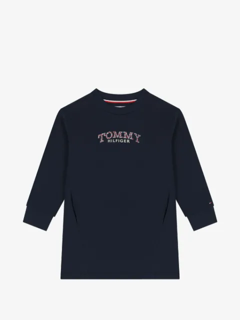 Tommy Hilfiger Junior vestido estilo suéter con logo estampado