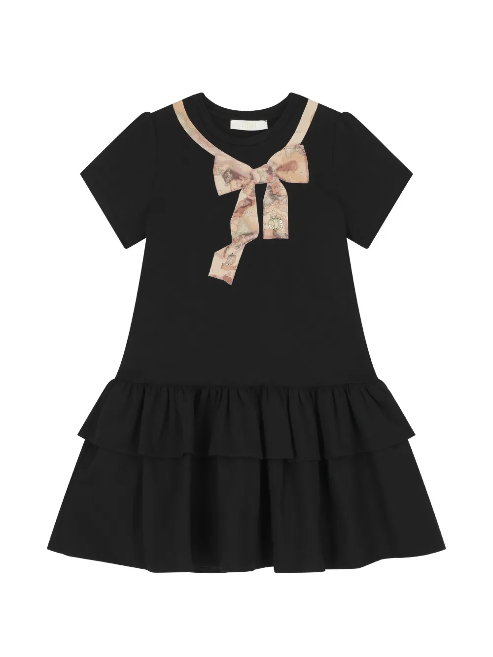 Alviero Martini Kids Geo Map-print dress - Nero