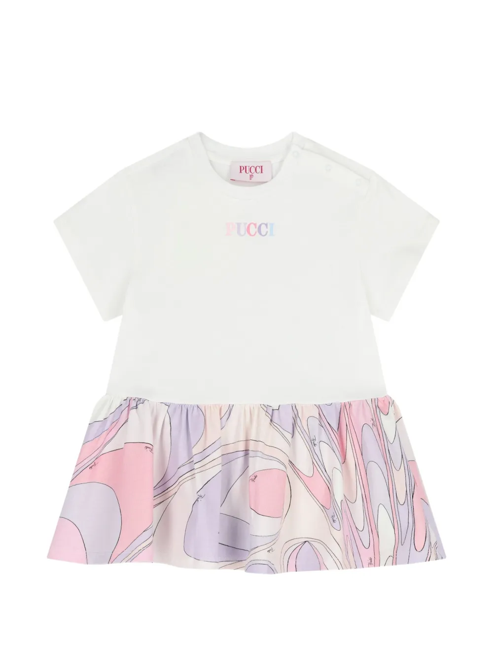 PUCCI Junior short-sleeve printed dress - White