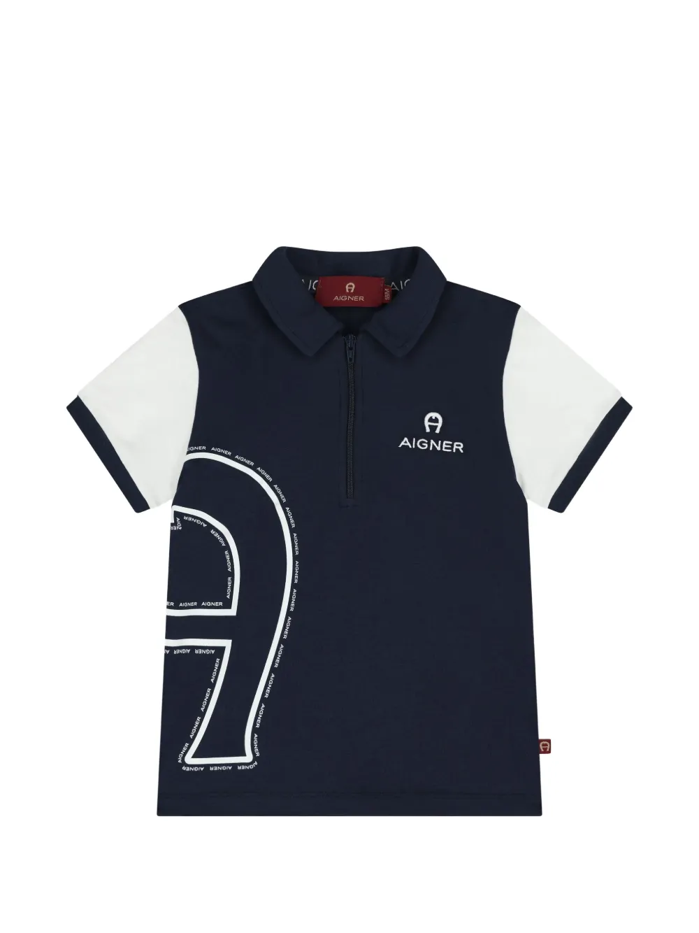 Aigner Kids two-tone logo polo shirt - Blu