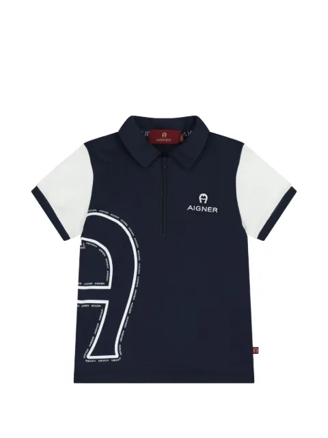 Aigner Kids two-tone logo polo shirt