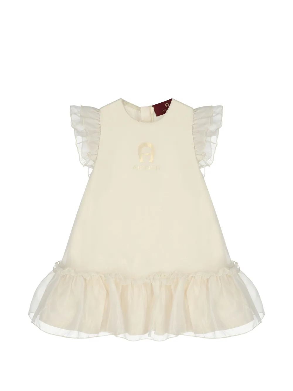 Aigner Kids ruffled logo dress - Toni neutri