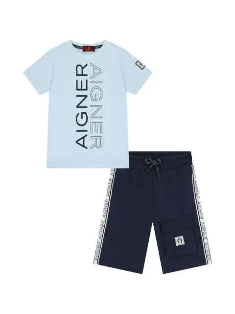 Aigner Kids set de shorts y playera con logo estampado