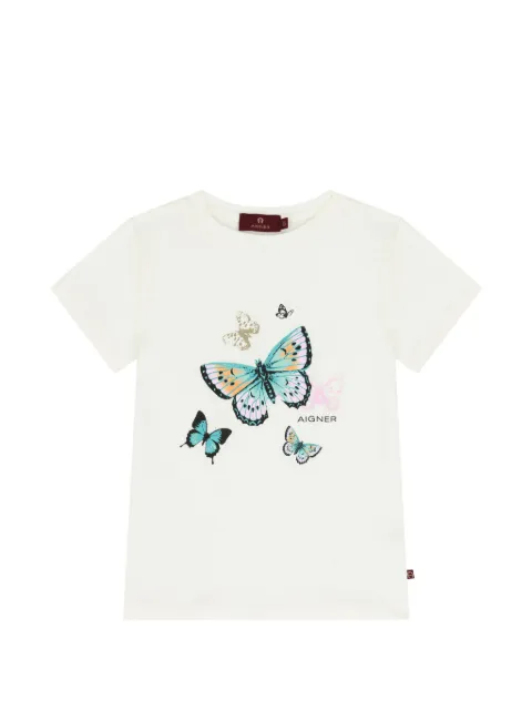 Aigner Kids playera con mariposas estampadas