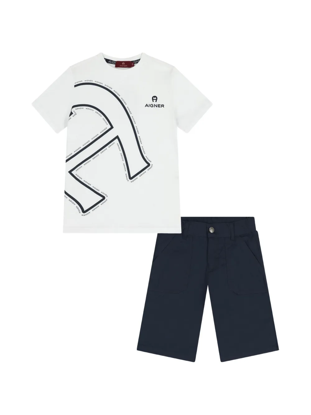Aigner Kids logo-print shorts set - Bianco