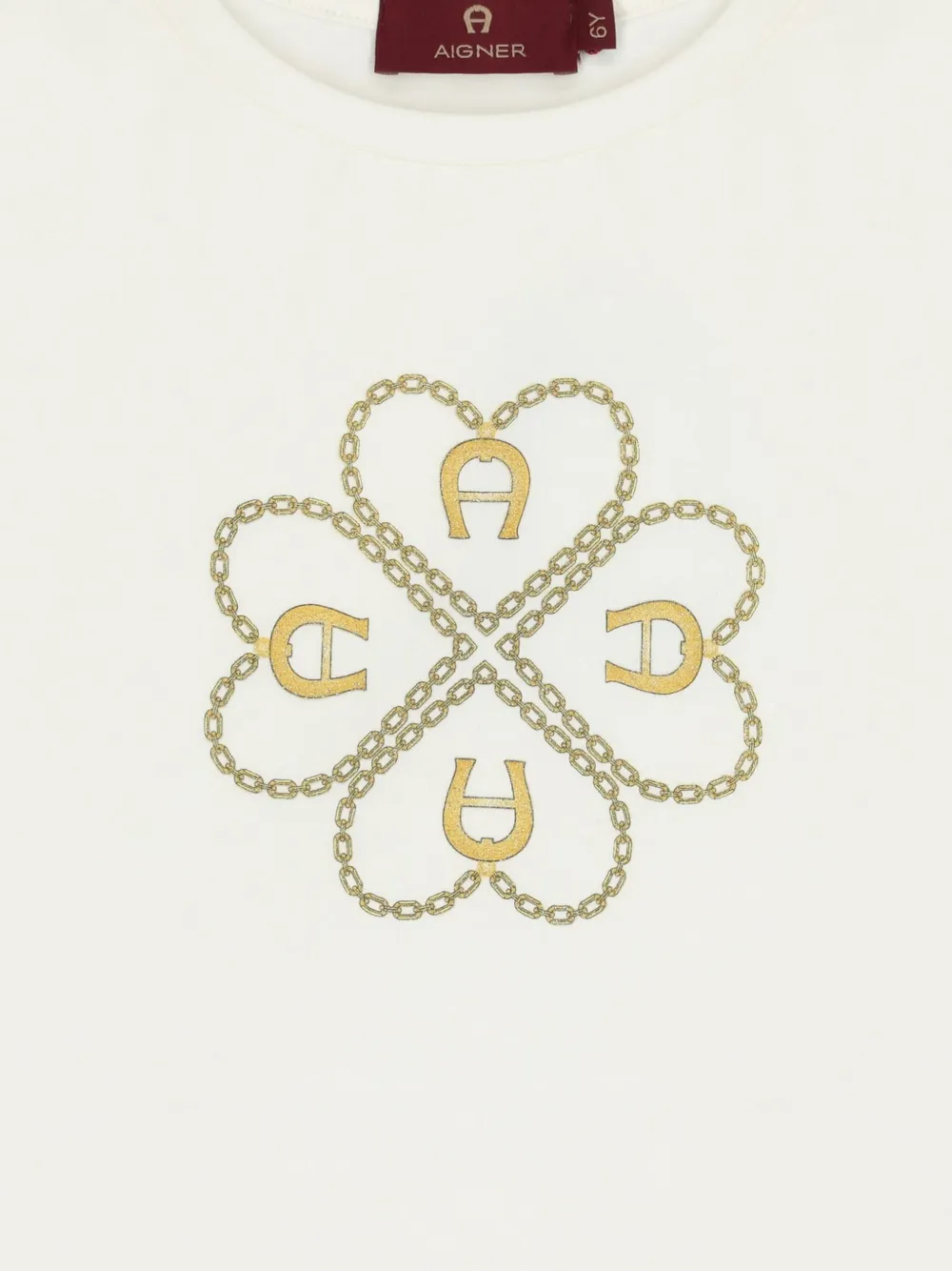 Aigner Kids T-shirt met ruches en grafische print Beige