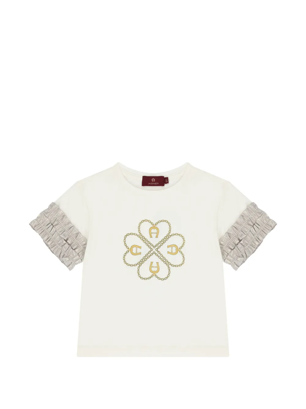 Aigner Kids ruffled graphic T-shirt - Nude