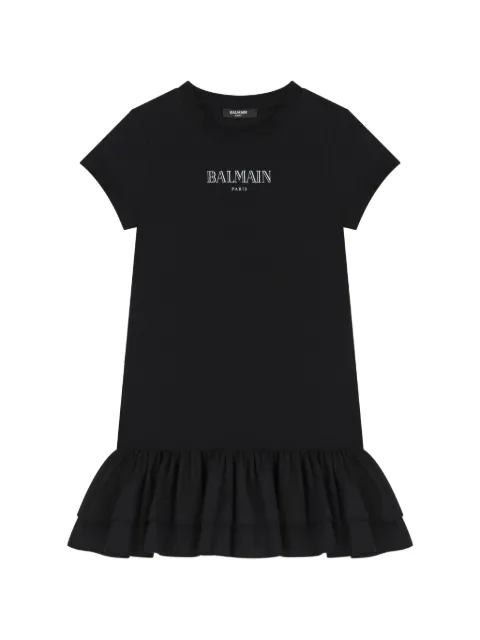 Balmain Kids vestido estilo playera con volantes