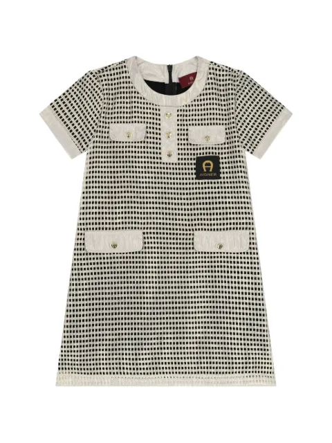 Aigner Kids vestido con motivo de cuadros y botones