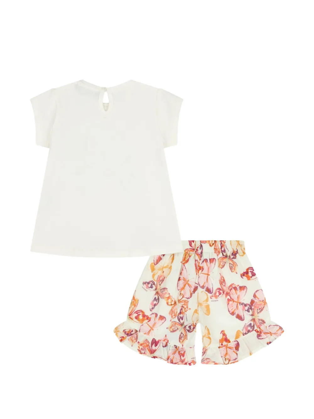 Aigner Kids Shorts met vlinderprint en ruche afwerking Beige