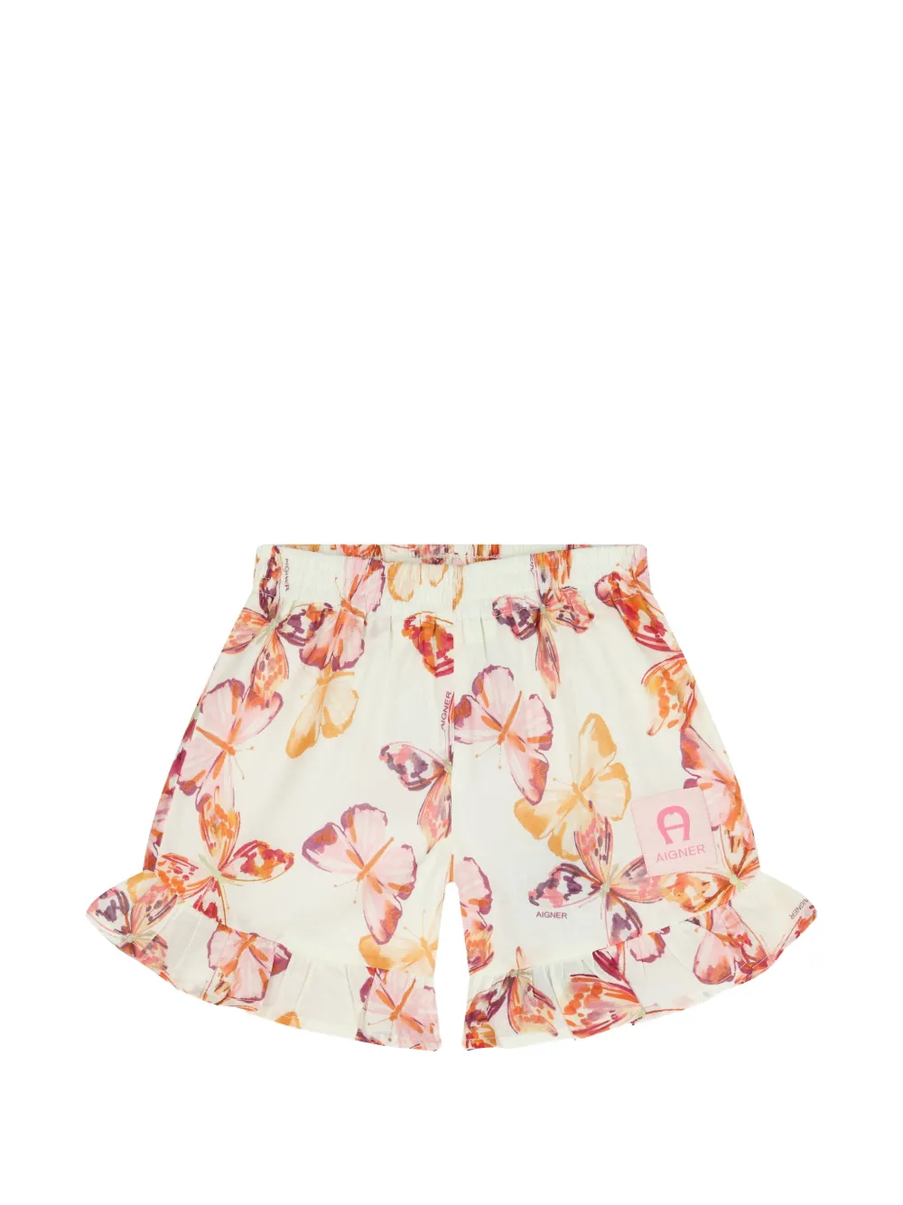 Aigner Kids Shorts met vlinderprint en ruche afwerking Beige
