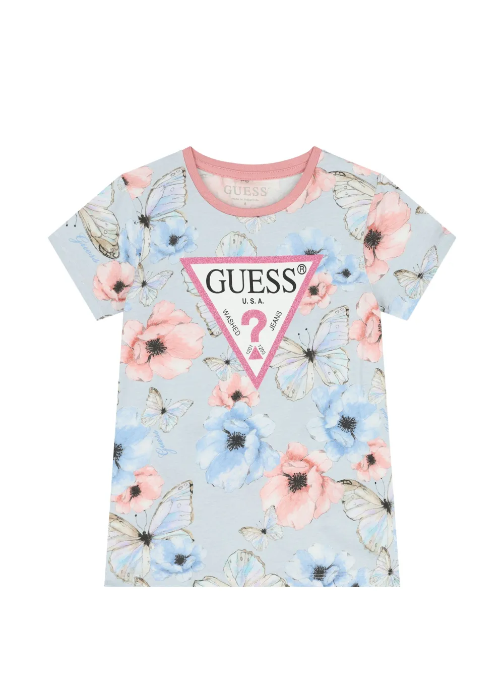 guess kids T-shirt con stampa farfalla - Blu