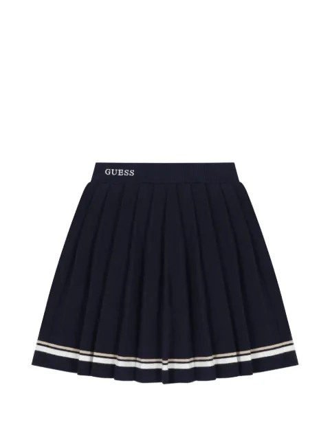 guess kids logo-embroidered pleated skirt