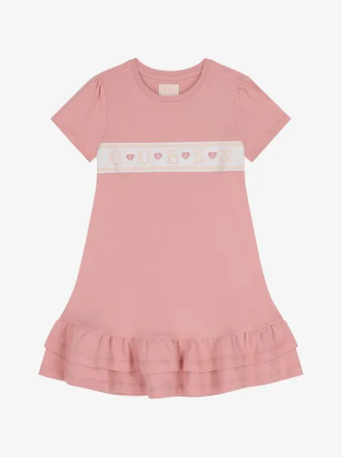 guess kids vestido camisero con volantes