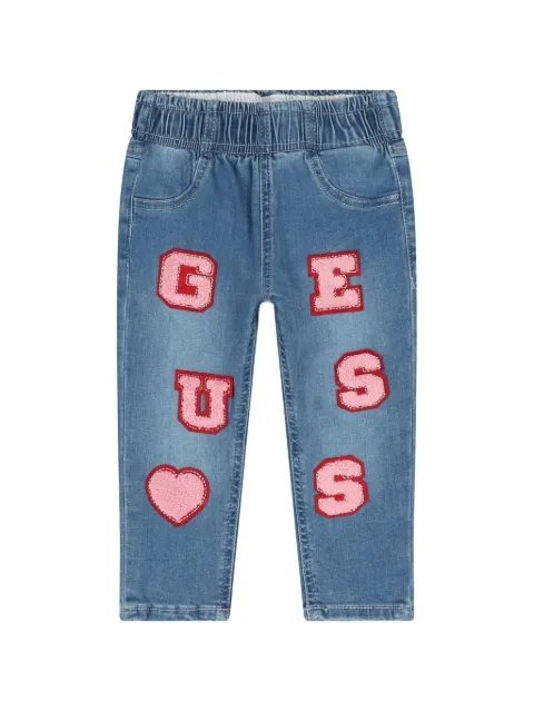 guess kids letter-appliqué jeans 