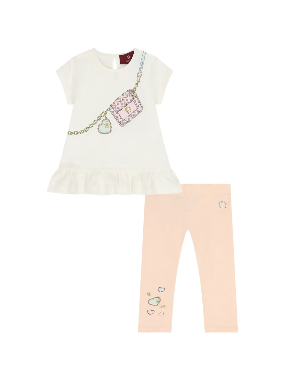 Aigner Kids heart-print trousers set - Rosa