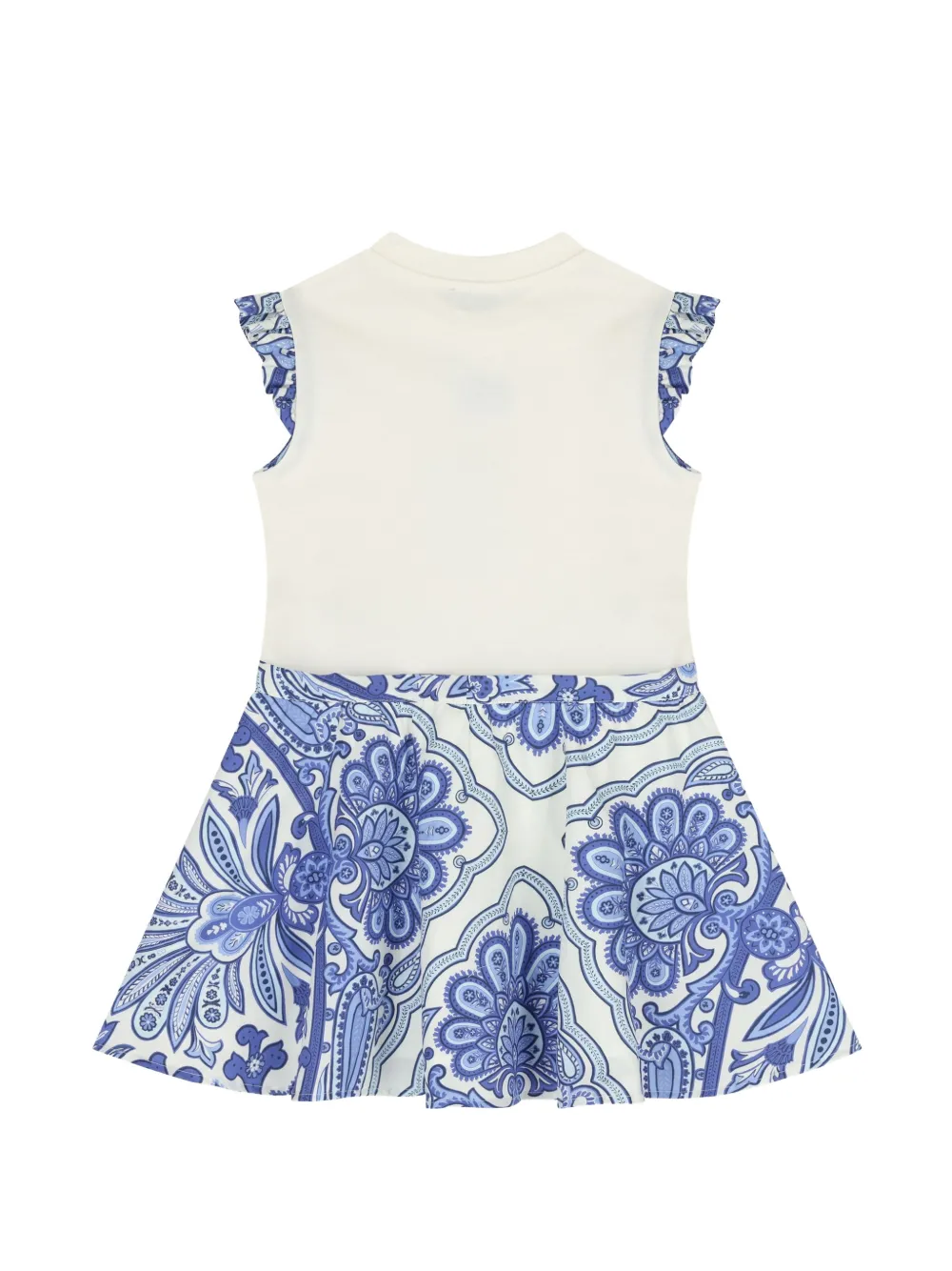 ETRO KIDS Jurk met paisley-print en ruches Beige