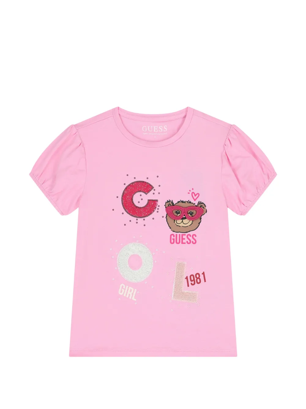 guess kids T-shirt con paillettes - Rosa